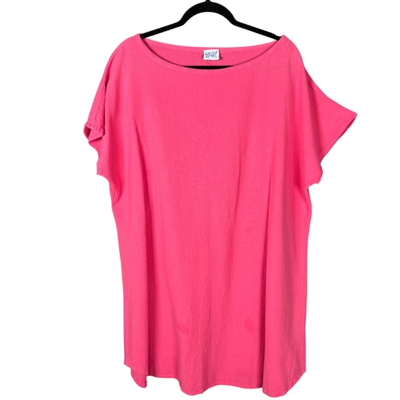 Oh My Gauze Dresses & Skirts - Oh My Gauze Dress Cover Up Womens 3 XXL Pink Cotton Relaxed Lagenlook Beachy